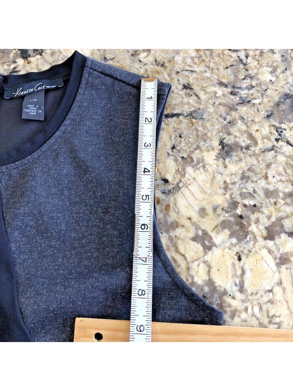 Large Kenneth Cole Womens Dress Black And Grey Zipper Back Knee Length Stretchy - Picture 7 of 11